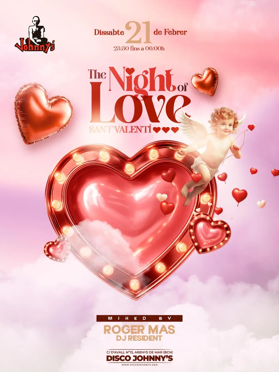 DISSABTE-21-SANT-VALENTIN-JOHNNYS-POST-W DISCOTECA JOHNNYS SABADO NOCHE